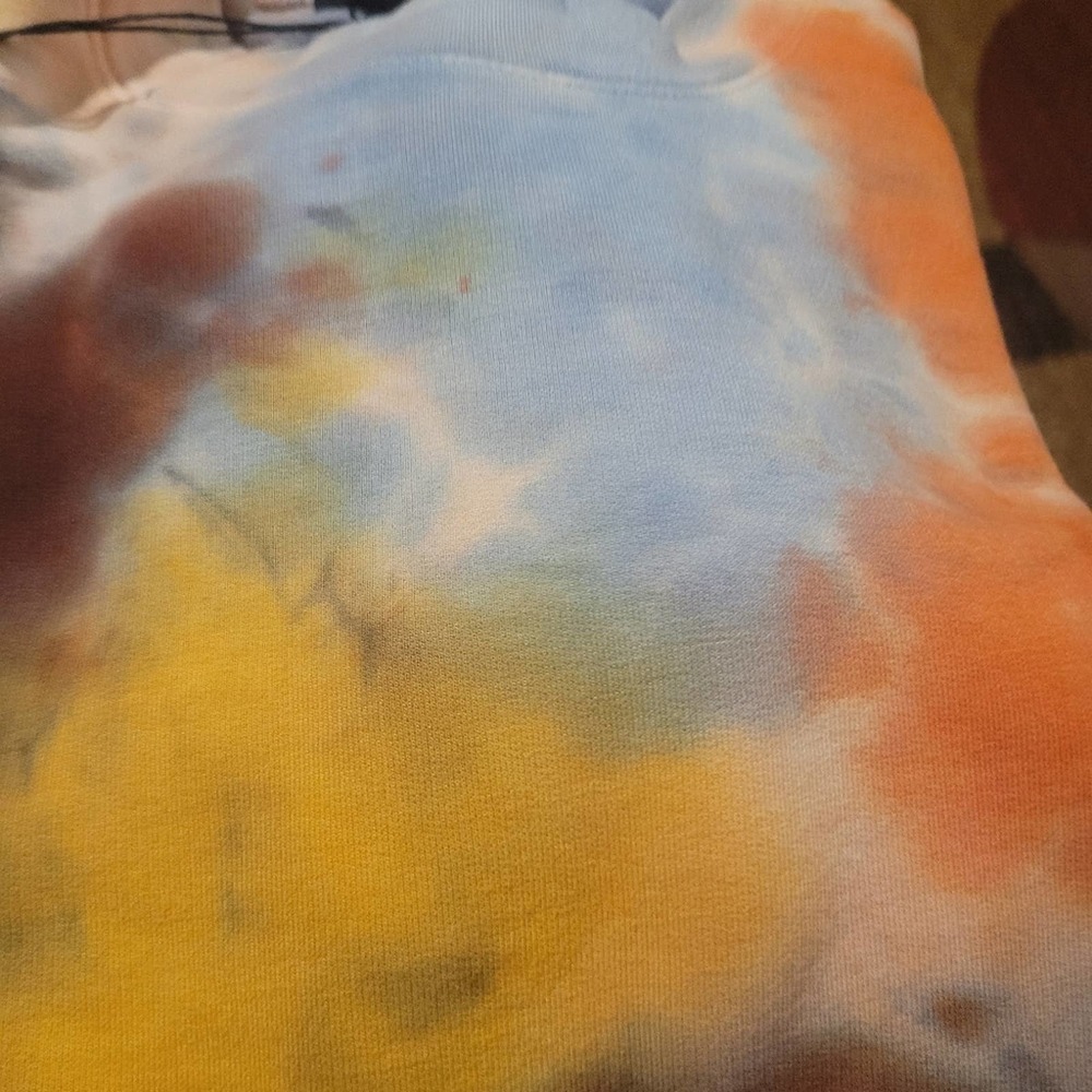 Monrow Tie Dye Boyfriend Sweatshirt Long Sleeves Crewneck Size M - Picture 7 of 9